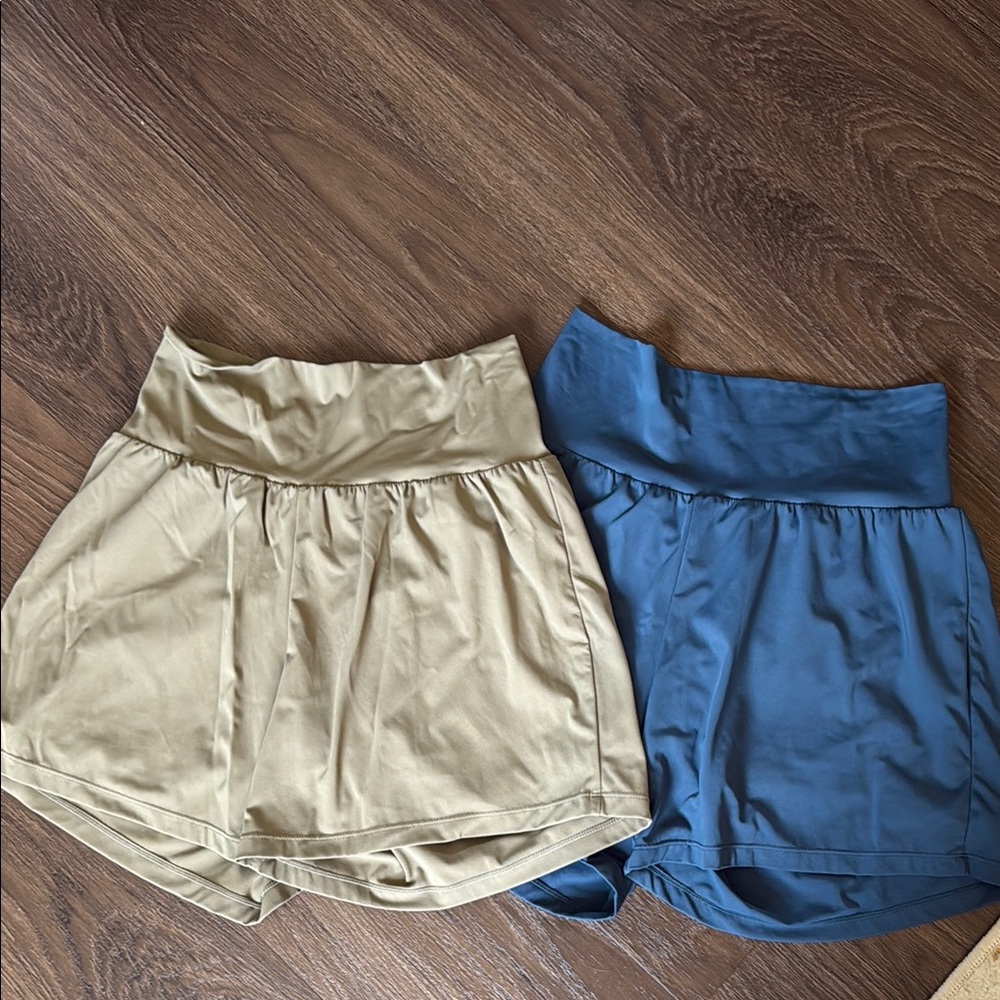 2 pairs HALARA High Waist Athletic Shorts Blue and green medium